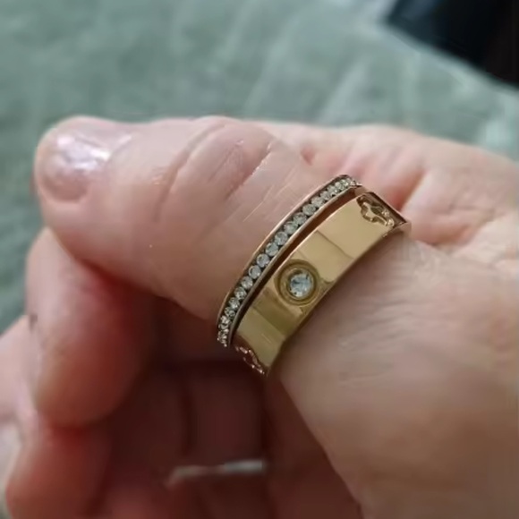 Gold Clover Eternity Band with Pavé Crystals Ring Set - Picture 5 of 10